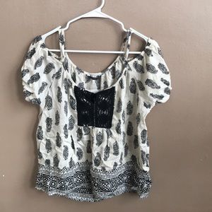 Black and off white tank blouse shirt